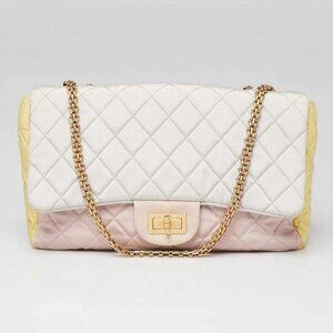 Chanel Tricolor Reissue 2.55 Quilted Canvas 227 Jumbo Flap Bag